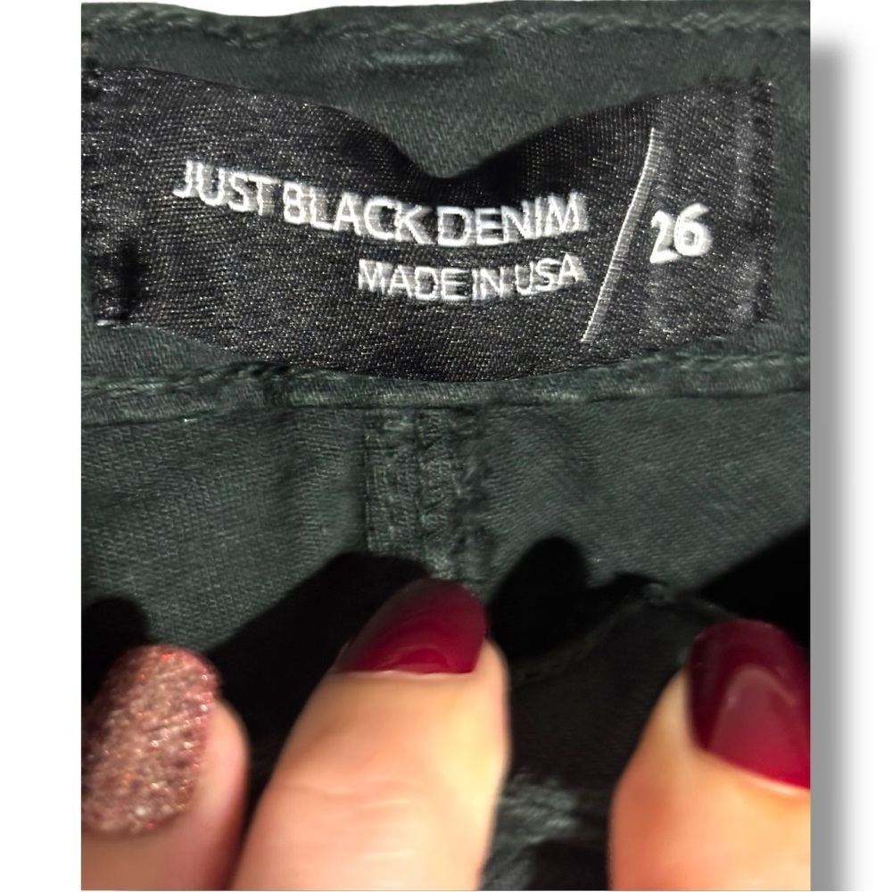Just Black Dark Forest Green Denim High Waist Flared Slit Leg Women's 26 Jeans - Picture 5 of 13
